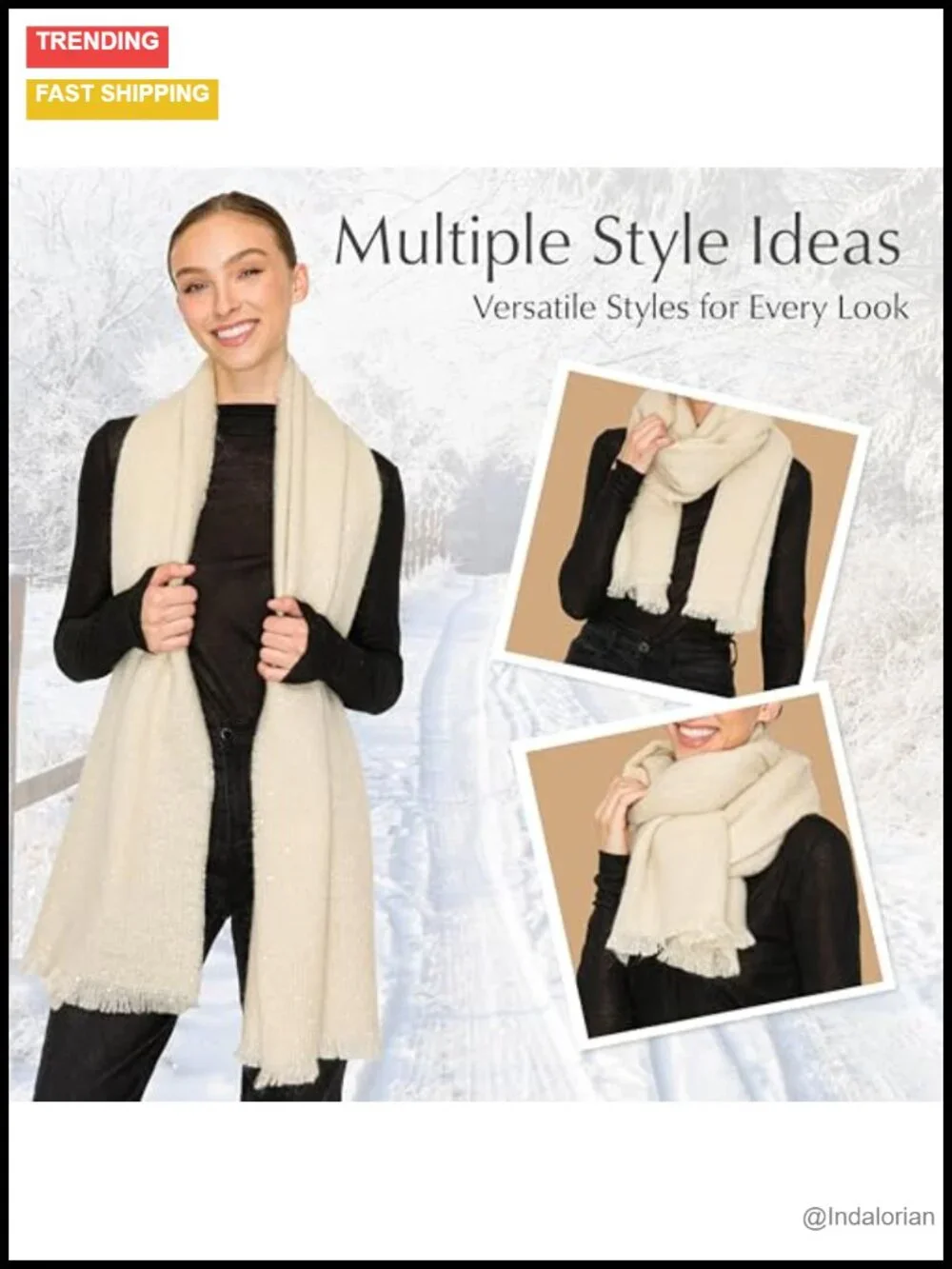 Soft Polyester Winter Scarf & Wrap, Blanket Scarf for Women, Versatile Shawl